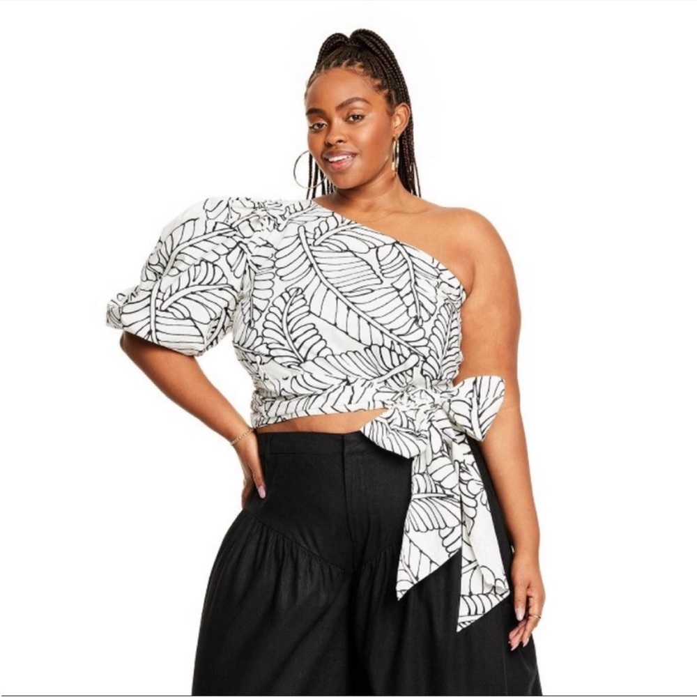 Target x Fe Noelle Top ballon sleeves size 16 leaf print - Picture 8 of 15
